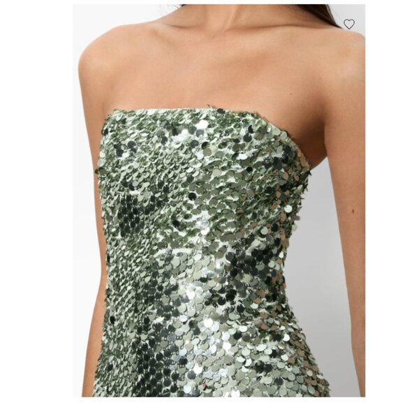 Alice + Olivia Velia Disc Sequin Strapless Mini Dress in Sea Spray NWT - Picture 2 of 9